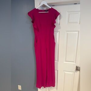 City Chic Fuchsia Ruffle Sleeve Jumpsuit